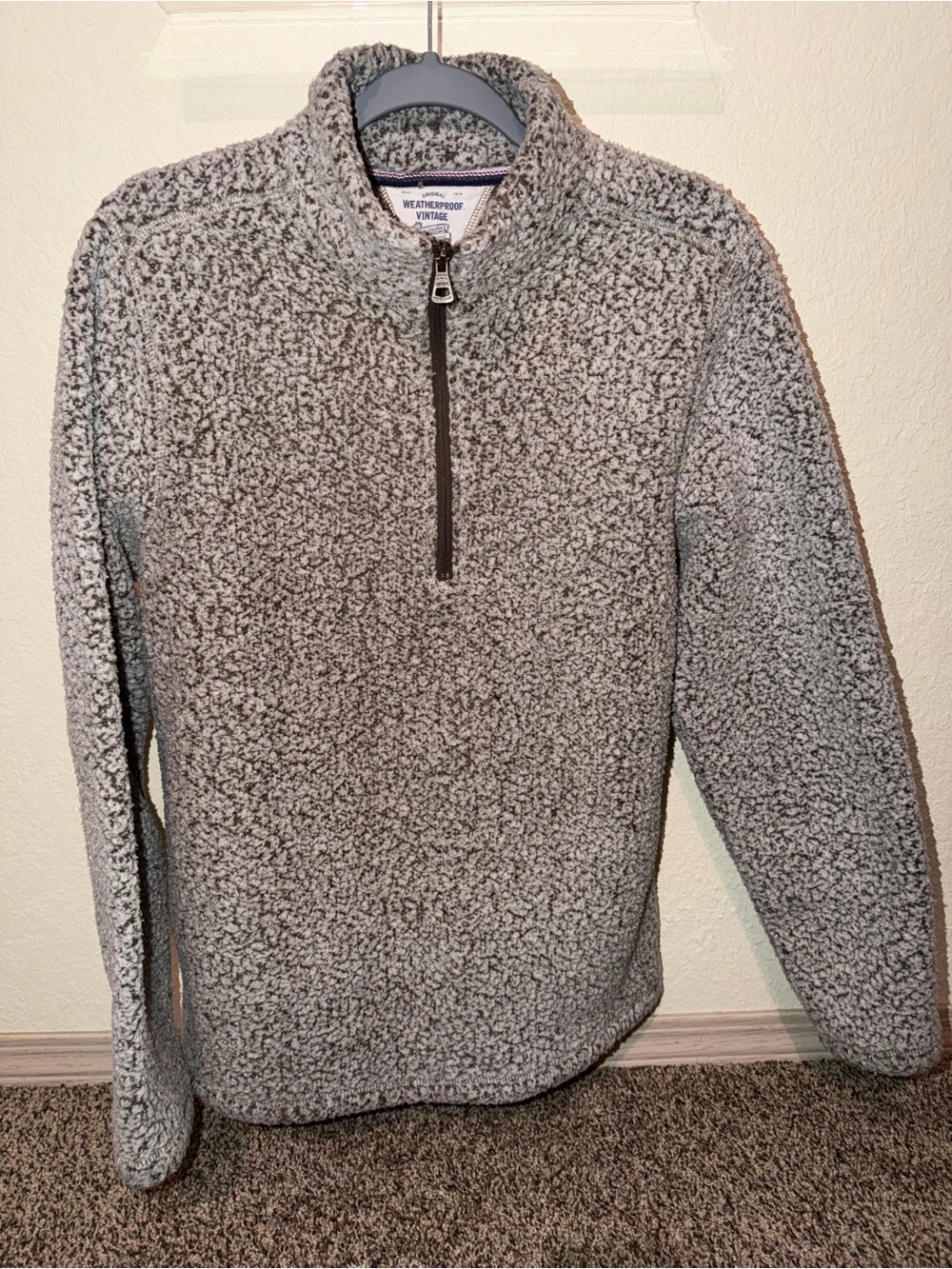 Weatherproof Men's Heather Gray Sherpa Half-Zip Pullover